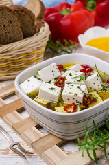 Traditional white cheese slices