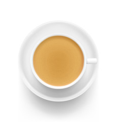 Realistic coffee cup with saucer. Vector illustration isolated on white background. Can be use for your design, presentation, promo, adv. EPS10.