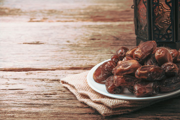 date palm fruit or kurma , ramadan food , image Vintage style