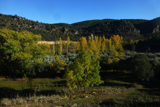 Paisaje  en otoño de Muriel , pueblo de Tamajón  en Guadalajara ( Castilla la Mancha, España)