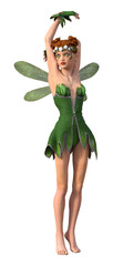 3D Rendering Spring Fairy on White