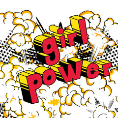 Girl Power - Comic book style word on abstract background.