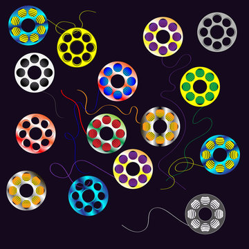 multicolored bobbins for yarn