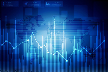 2d rendering Stock market online business concept. business Graph 
