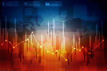 2d rendering Stock market online business concept. business Graph 