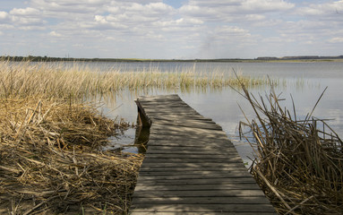 Wooden walkway on the lake