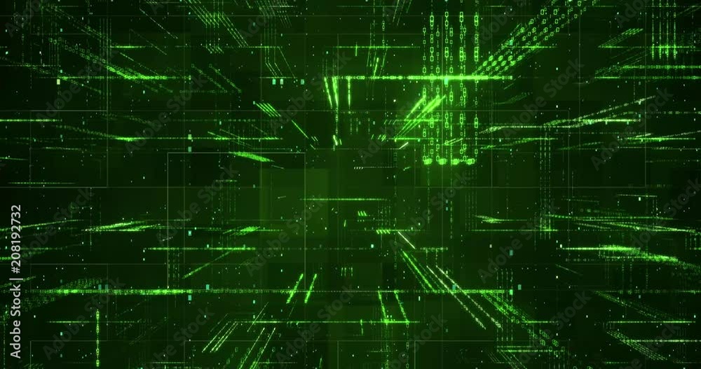 Poster Digital binary code background loop - Fly through abstract 3D rendering of a scientific technology data binary code network conveying connectivity, complexity and data flood of modern digital age