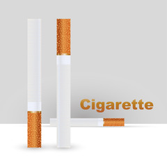 Realistic cigarettes with orange filter, on a white background, Tobacco Smoking. Vector illustration