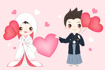 cartoon japanese wedding couple