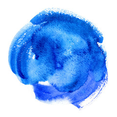 Blue watercolor stain isolated on white background