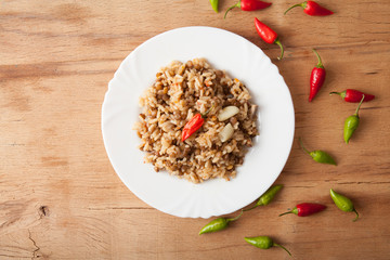 dish of lentils and rice