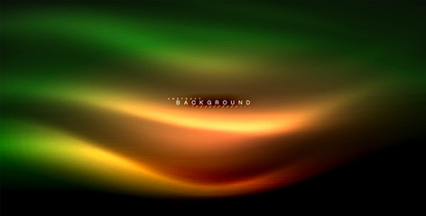 Neon glowing wave, magic energy and light motion background