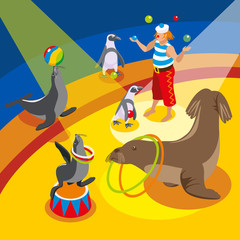 Obraz premium Sea Circus Isometric Composition