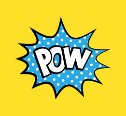 Pop art vector sticker with phrase Pow - obrazy, fototapety, plakaty