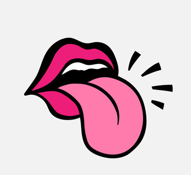 recommend clip art: Pop art vector speaking red lips. Tongue sticking out