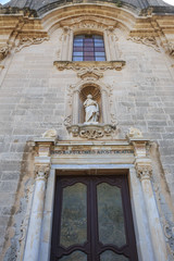 Fasade of Cathedral di San Bartolomeo in Lipari, main city on one of Aeolian islands near Sicily in Tyrrhenian Sea.