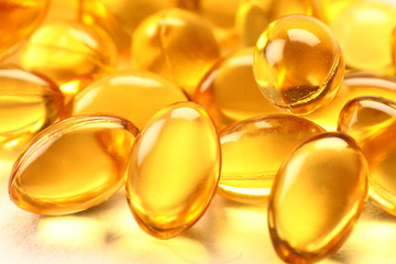 Macro image- fish oil capsules.