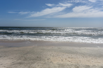 Landscape with The Black sea, sand and beach elements