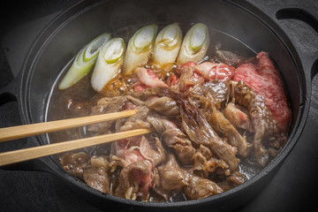 和牛すきやき　Tasty sukiyaki Japanese cuisine