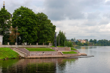 Fototapeta na wymiar UST-IZHORA, SAINT PETERSBURG, RUSSIA - AUGUST 21, 2017: The monument to Alexander Nevsky at the site of the Neva battle