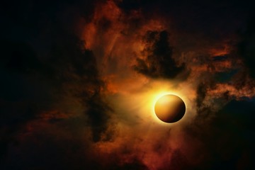 Full eclipse . Beautiful sky . natural phenomenon . 
