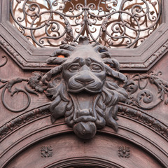 Cast iron door gate design with lion's head
