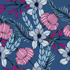 Abstract elegance pattern with floral background.