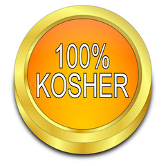 100% Kosher Button - 3D illustration