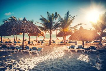 Tropical Beach Resort in Punta Cana, Dominican Republic - obrazy, fototapety, plakaty