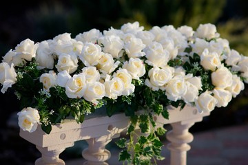 The composition is made by florists from fresh flowers at the party