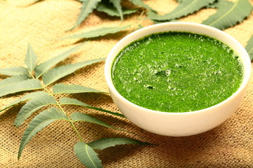 Bowl of organic neem cream paste 