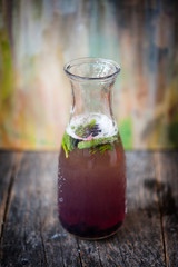 blueberry, drink, summer, pine, needle, beverage, cold, lemon, lemonade, food, fresh, healthy, feeze, natural, refreshing, glass, bottle, size, portion