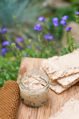 Homemade chicken pate liver on the bread