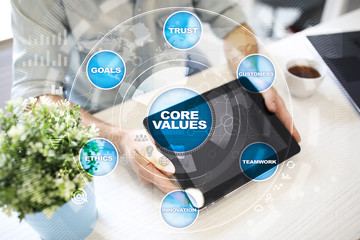 Naklejka na ściany i meble Core values business and technology concept on the virtual screen.