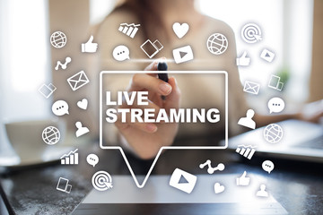 Live streaming on the virtual screen. Webcast. SMM. Medical marketing.