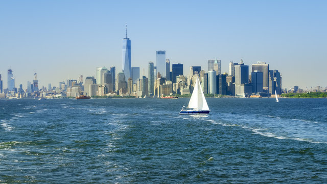 New York City Manhattan skyline from the sea
