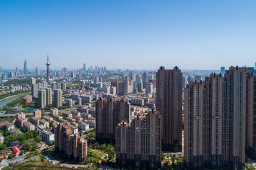 Obraz premium Aerial view over the Nanjing city, urban architectural landscape