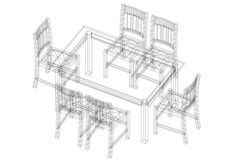 Table and Chairs Architect blueprint - isolated