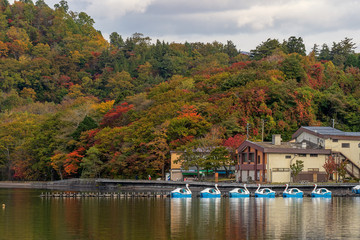 Towada lake in beautiful autumn season, Tohoku, Japan.