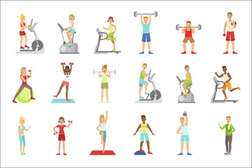 Women Training In Gym Set