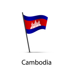 Cambodia flag on pole, infographic element on white
