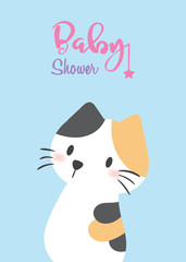 baby shower invitation card,birthday card,cat, poster, greeting, template, animals, Vector illustration