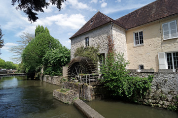 Loing river quay and water Mill in Nemours village © hassan bensliman