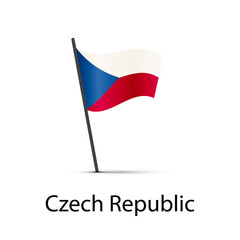 Czech Republic flag on pole, infographic element on white