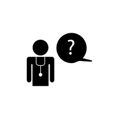 Doctor with stethoscope and question mark icon. Questions to the doctor's sign