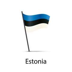 Estonia flag on pole, infographic element on white