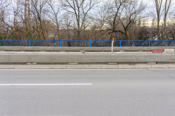 City asphalt empty road with sidewalk and two lane for traffic