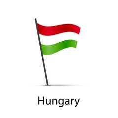 Hungary flag on pole, infographic element on white