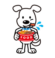 犬　白犬　ご飯　