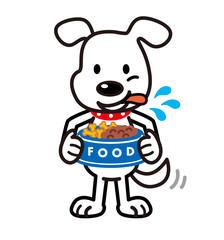 犬　白犬　ご飯　